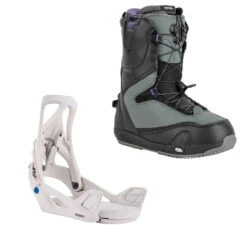 Nitro Women's Cave TLS Step On Snowboard Boots W/Women's Step On Large Bindings Gray Cloud 2023